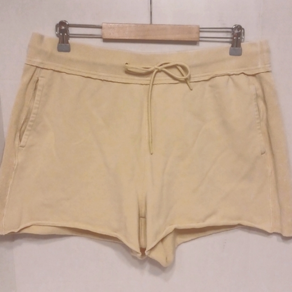 Joy Lab French Terry Beige Cream Shorts Drawstring Waist Size XL